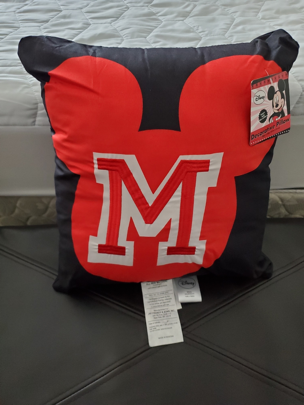 Disney Red & Black Mickey Ear 'M' Accent Pillow